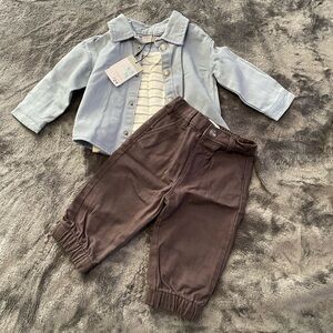 Baby 3-Piece Set in Light Blue & Brown